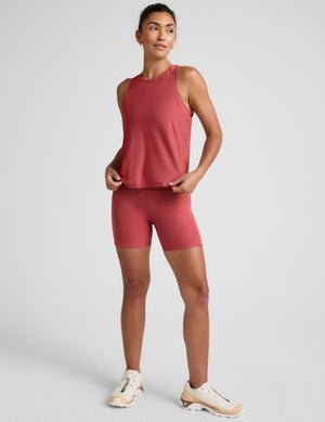 red scoop neck relaxed fit tank top.