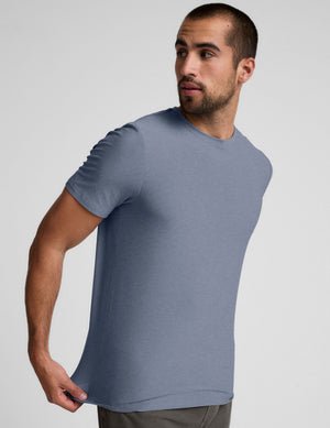 mens blue short sleeve shirt.