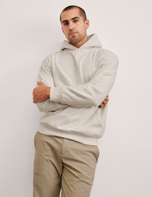 white men's fleece hoodie with a kangaroo pocket.
