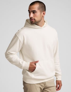 white men's fleece hoodie with a kangaroo pocket.