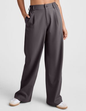 grey mid rise trousers with pockets.