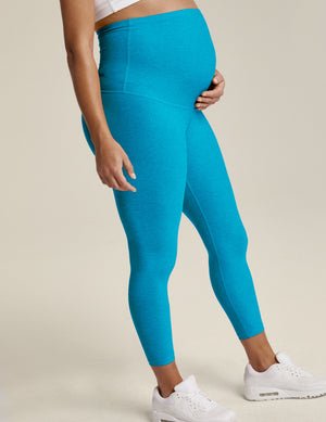 blue maternity spacedye capri leggings.