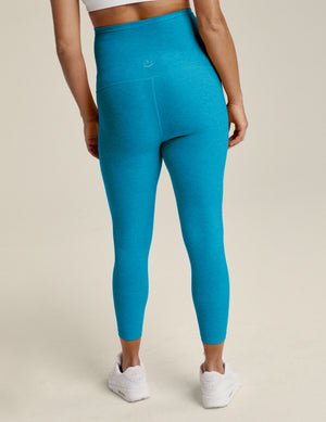 blue maternity spacedye capri leggings.