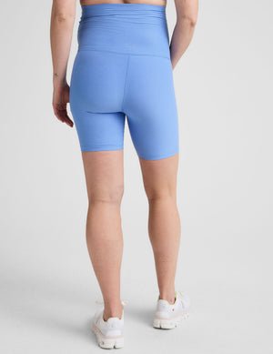 blue maternity biker shorts.