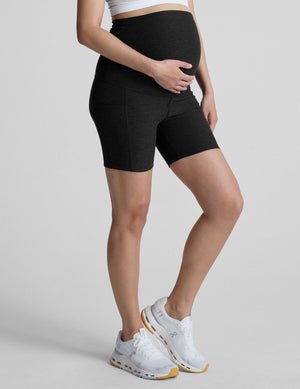black maternity biker short with pocket at sides
