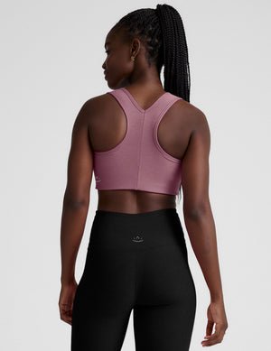 pink long line racerback bra.