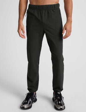 black men's jogger with side zip pockets.